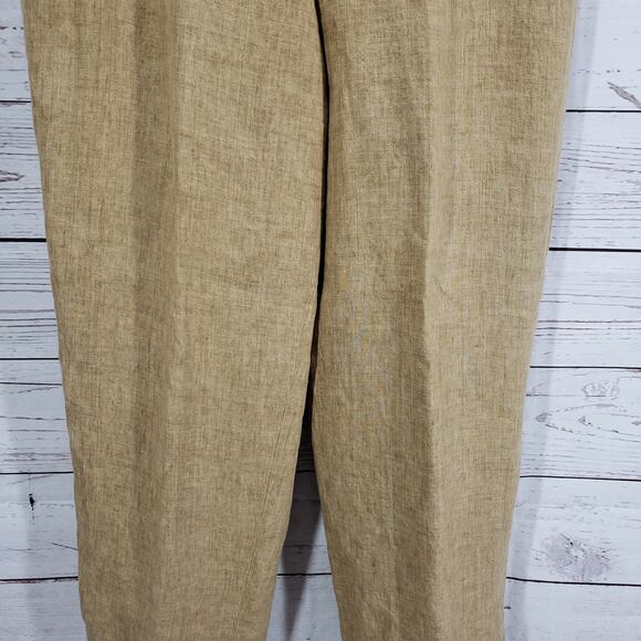 Crossing Pointe Women's 100%Linen  Brown Ankle Pants Size 22 - Picture 4 of 12